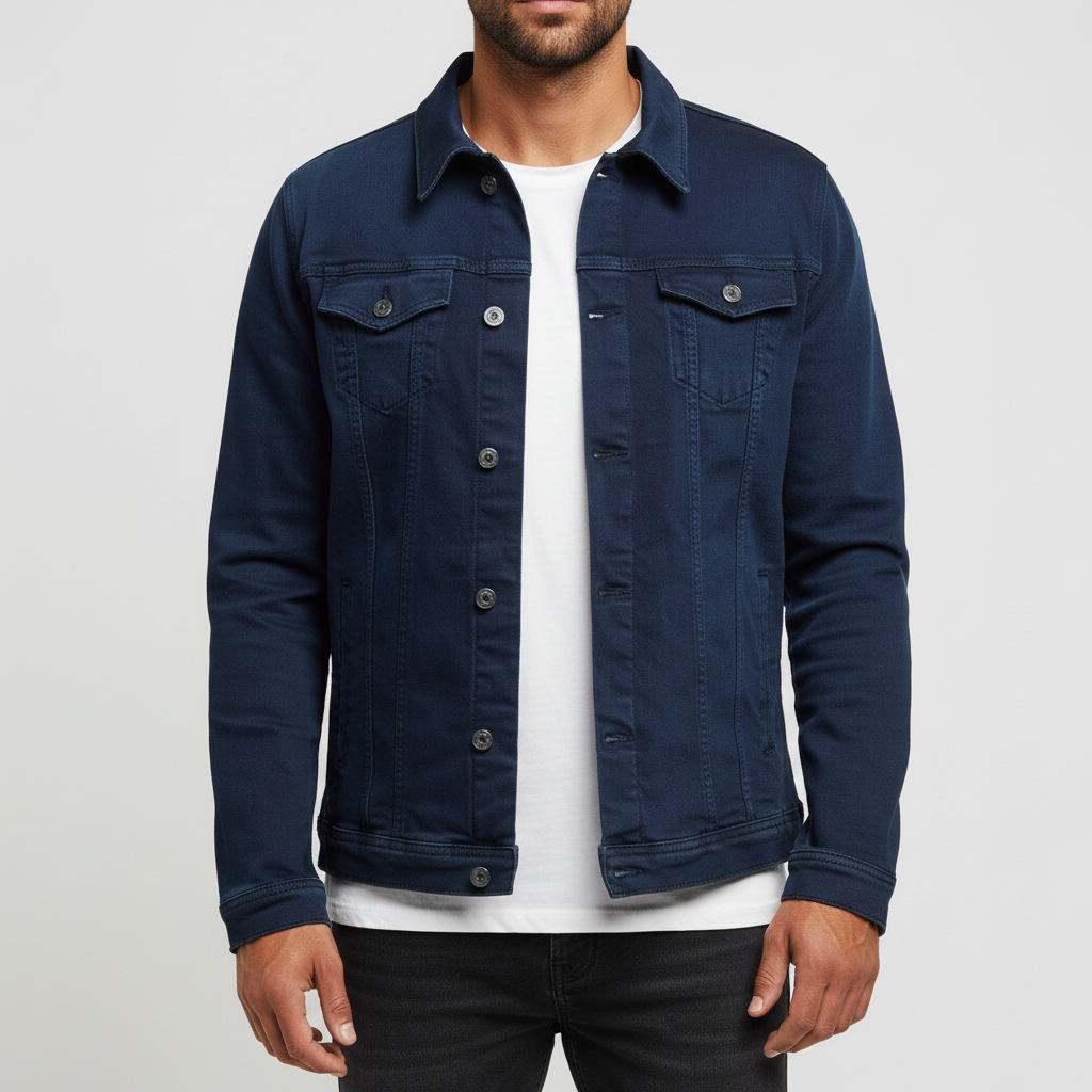 Męska Klasyczna Kurtka Jeansowa