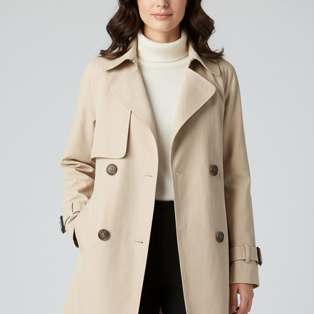 Damski Trencz Z Kołnierzem Revers