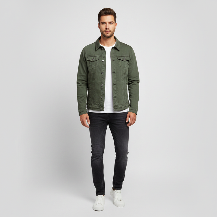 Męska Klasyczna Kurtka Jeansowa