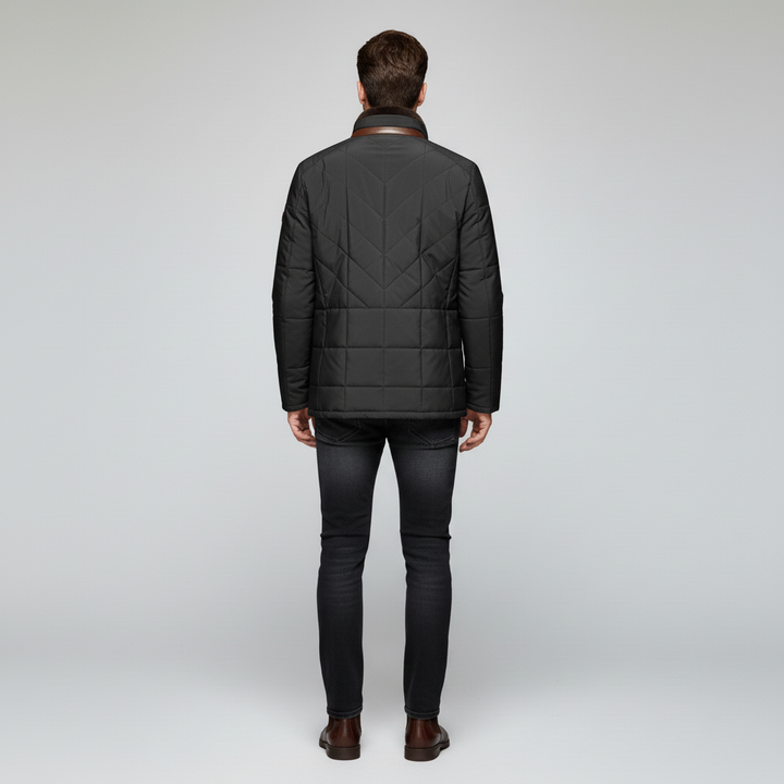 Męska Kurtka Z Kołnierzem Stójką Na Futrze