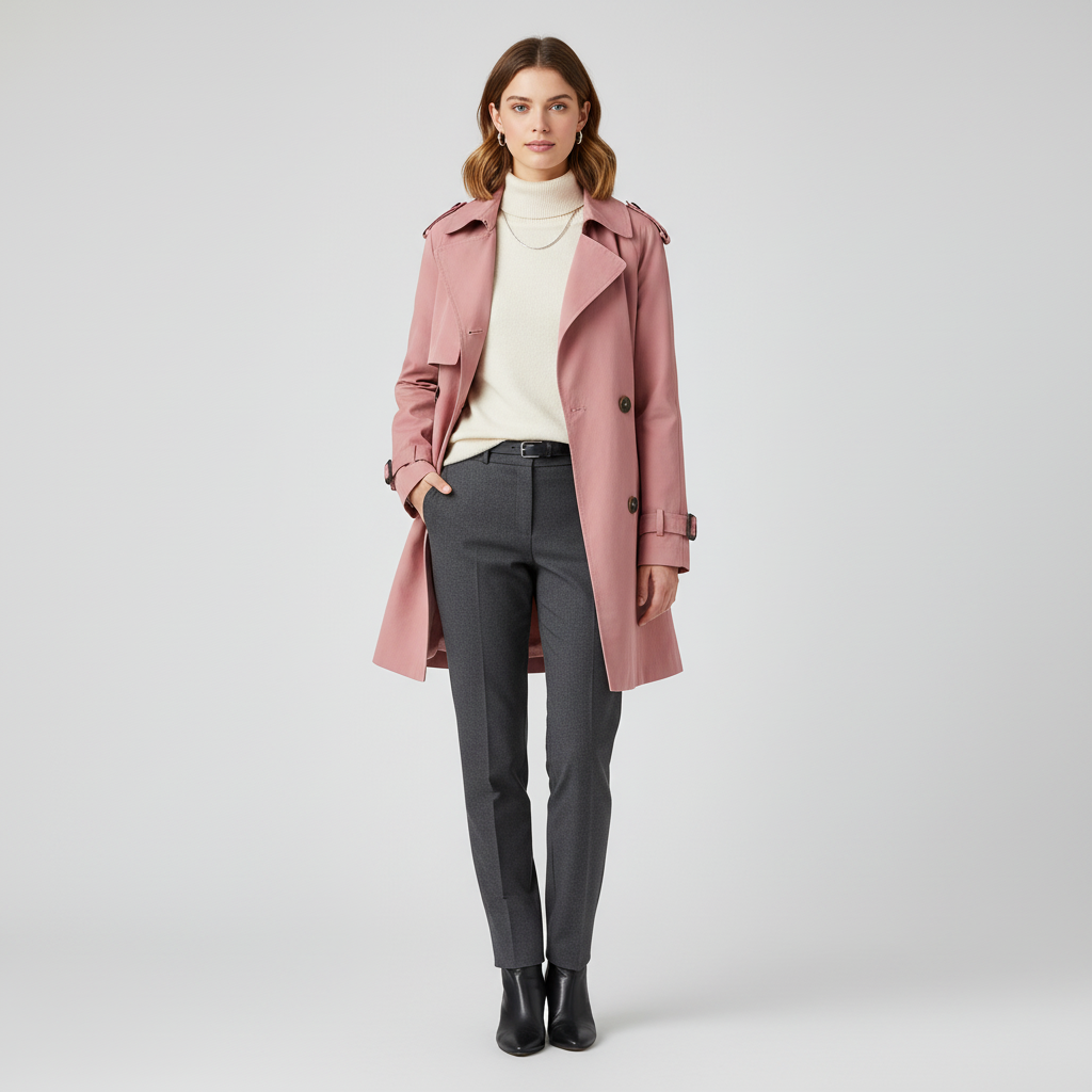 Damski Trencz Z Kołnierzem Revers