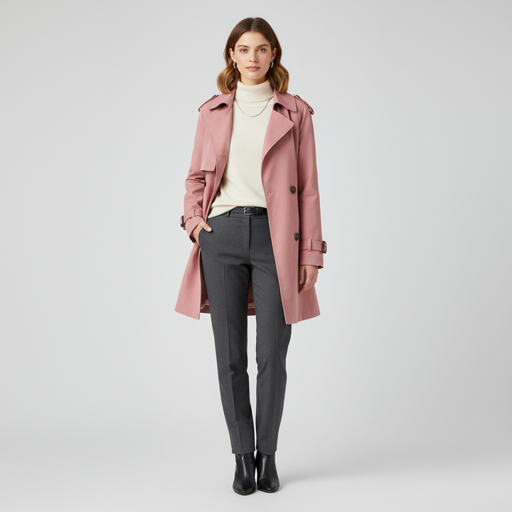 Damski Trencz Z Kołnierzem Revers