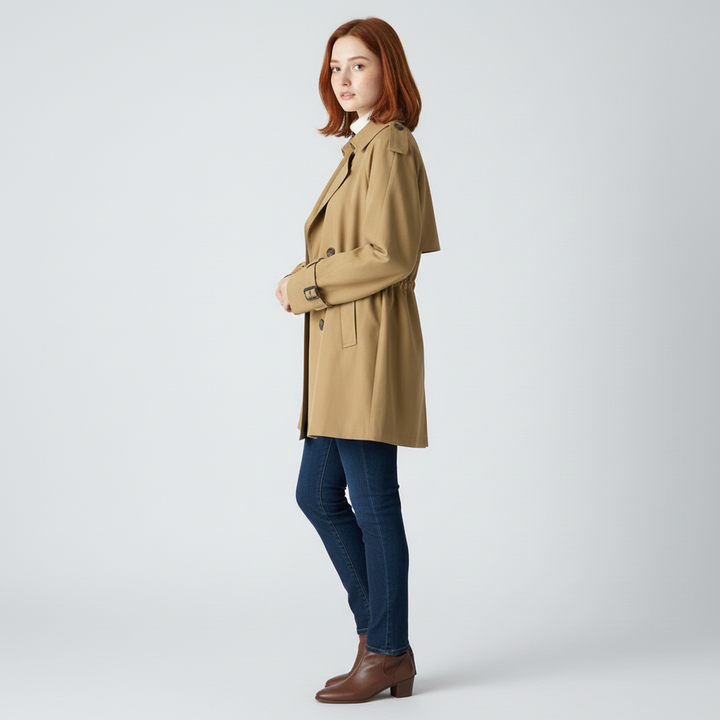 Damski Trencz Z Kołnierzem Revers