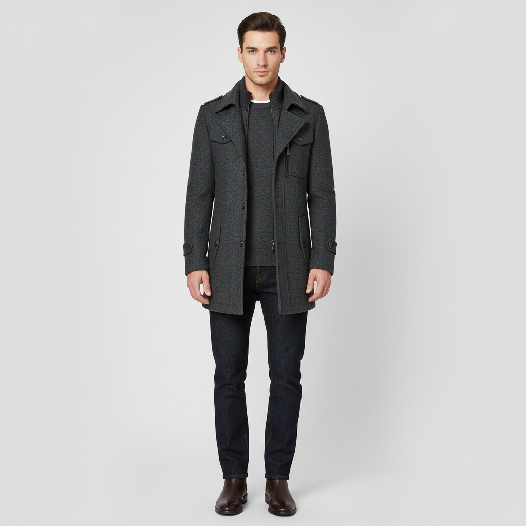 Płaszcz męski z kołnierzem