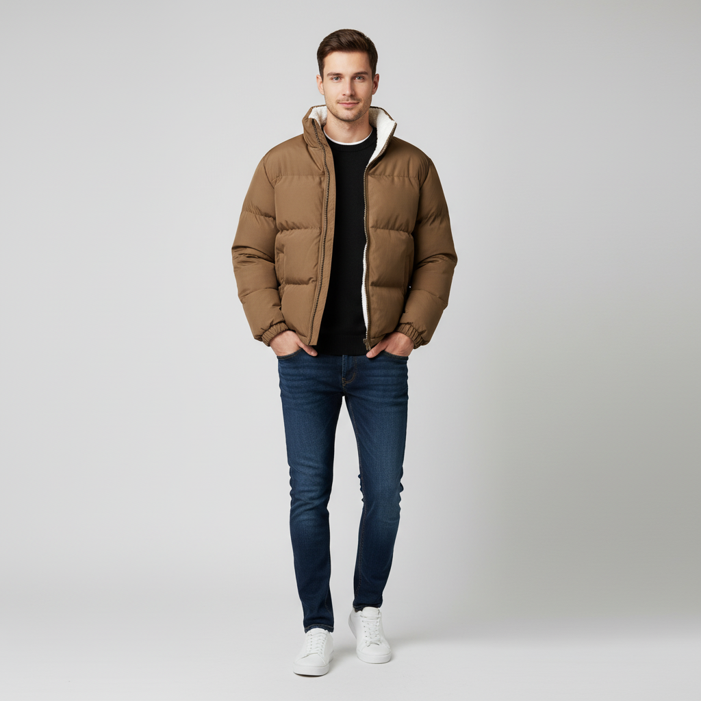 Kurtka Męska Zimowa Pikowana z Kapturem