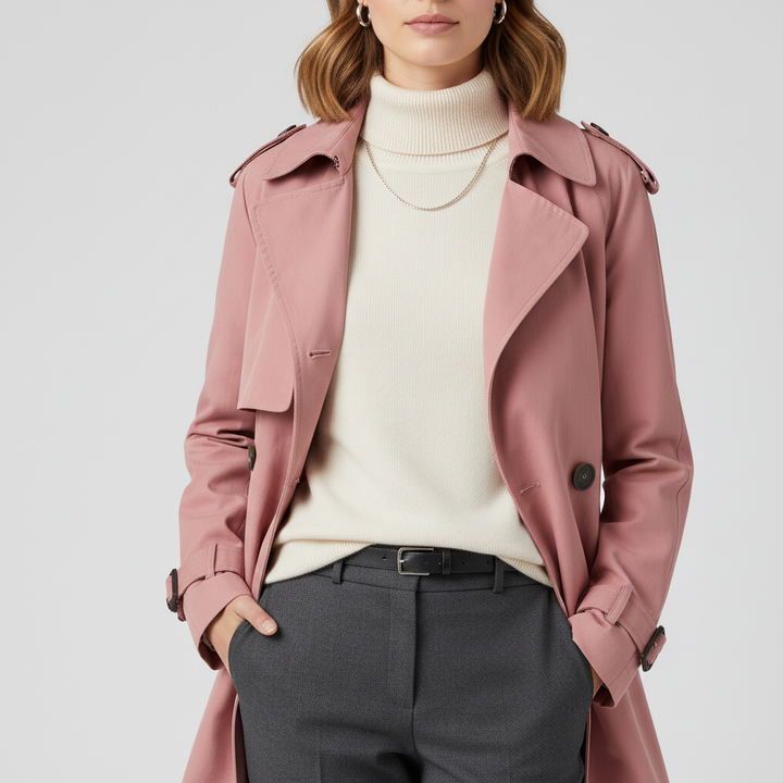 Damski Trencz Z Kołnierzem Revers