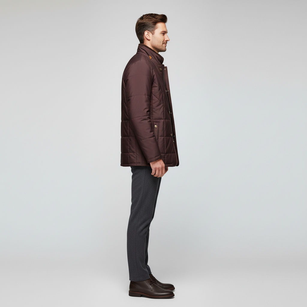 Męska Kurtka Z Kołnierzem Stójką Na Futrze