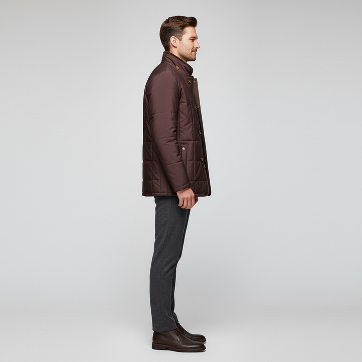 Męska Kurtka Z Kołnierzem Stójką Na Futrze