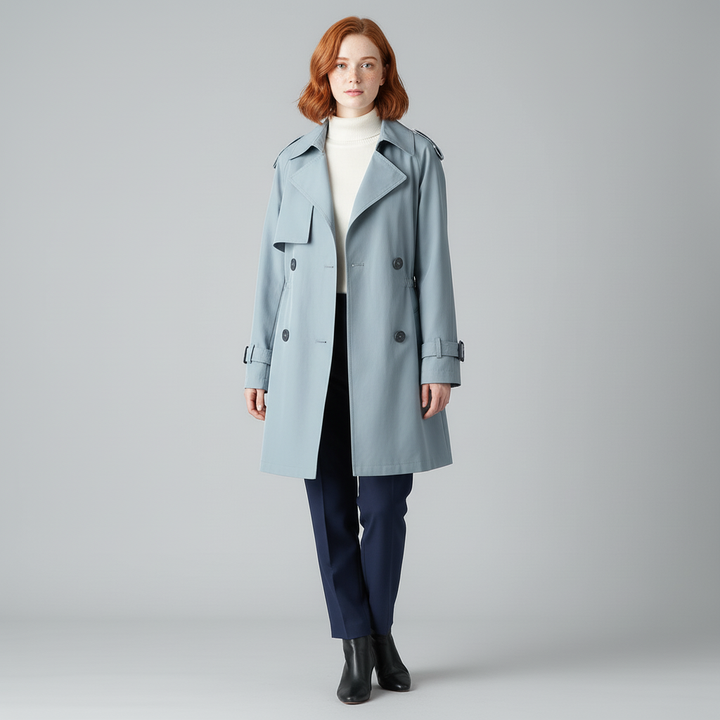 Damski Trencz Z Kołnierzem Revers