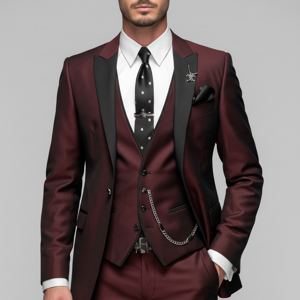 Garnitur Męski Trzyczęściowy z Blazerem i Kamizelką