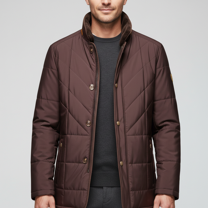 Męska Kurtka Z Kołnierzem Stójką Na Futrze
