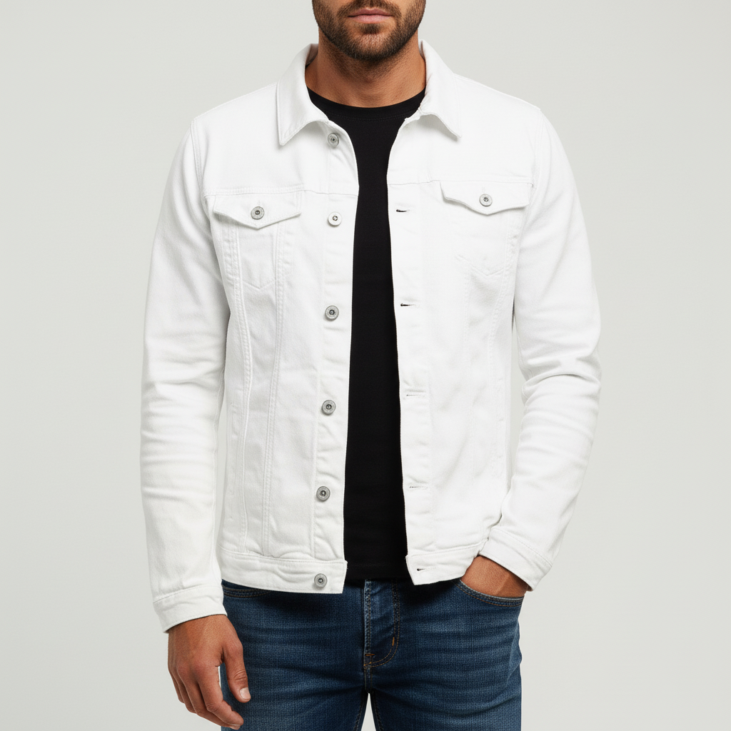 Męska Klasyczna Kurtka Jeansowa