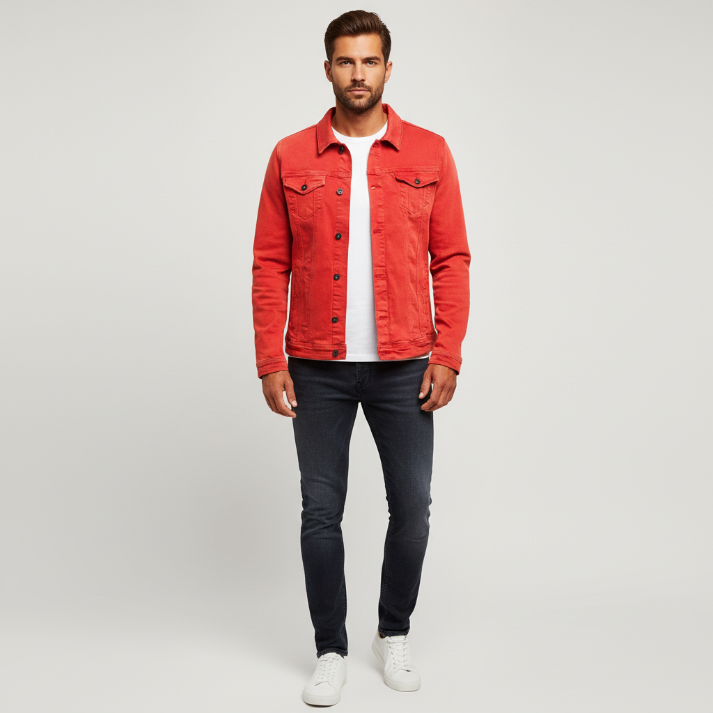 Męska Klasyczna Kurtka Jeansowa