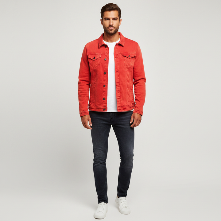 Męska Klasyczna Kurtka Jeansowa