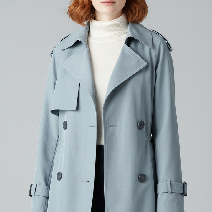 Damski Trencz Z Kołnierzem Revers