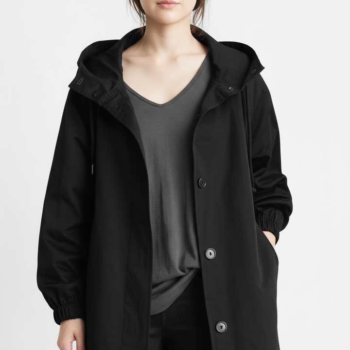 Trencz Damski z Kapturem w Klasycznej Formie