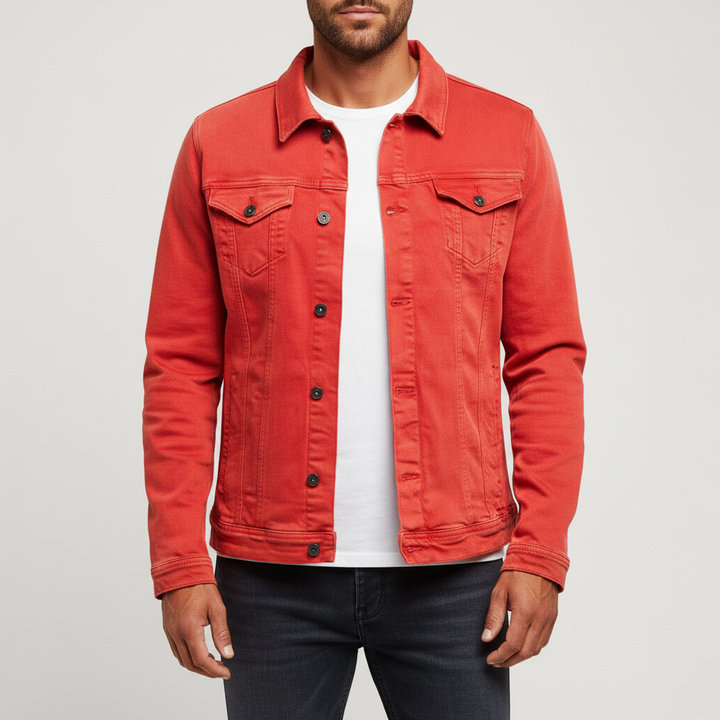 Męska Klasyczna Kurtka Jeansowa