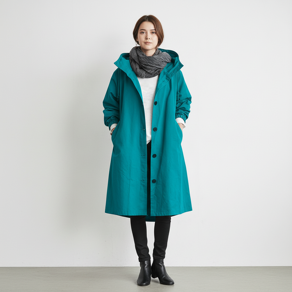 Trencz Damski z Kapturem w Klasycznej Formie