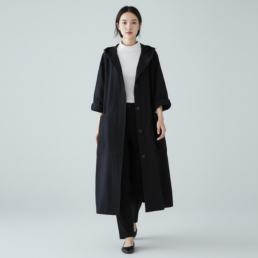 Płaszcz Damski Długi z Klasyczną Linią
