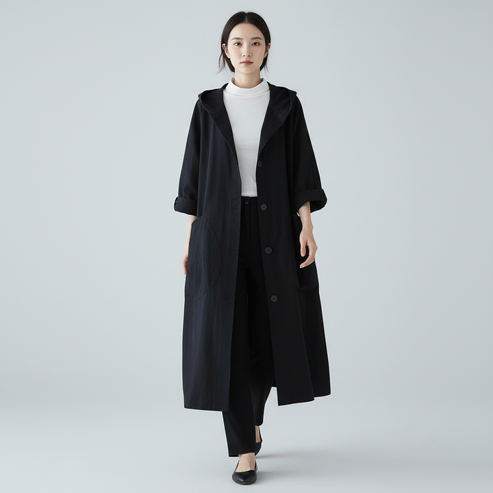 Płaszcz Damski Długi z Klasyczną Linią