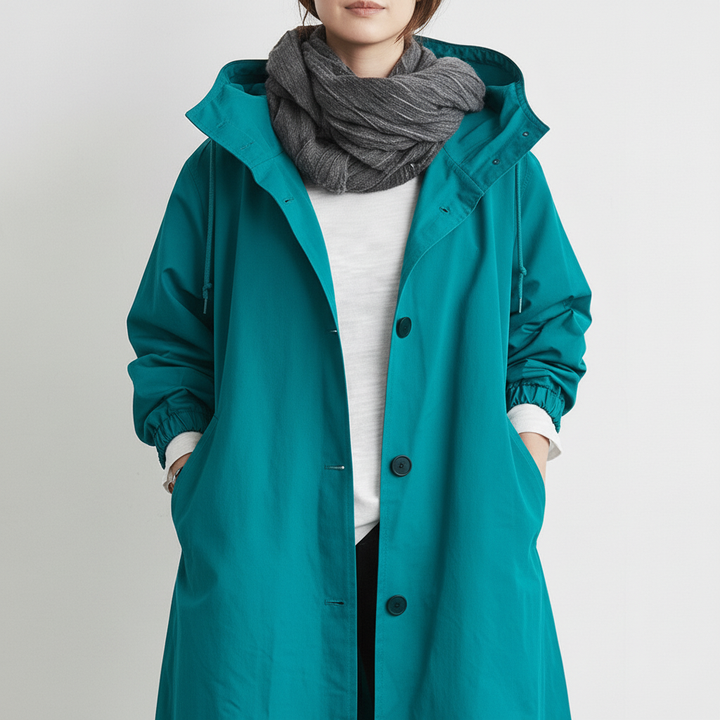 Trencz Damski z Kapturem w Klasycznej Formie