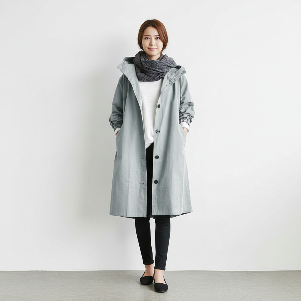 Trencz Damski z Kapturem w Klasycznej Formie