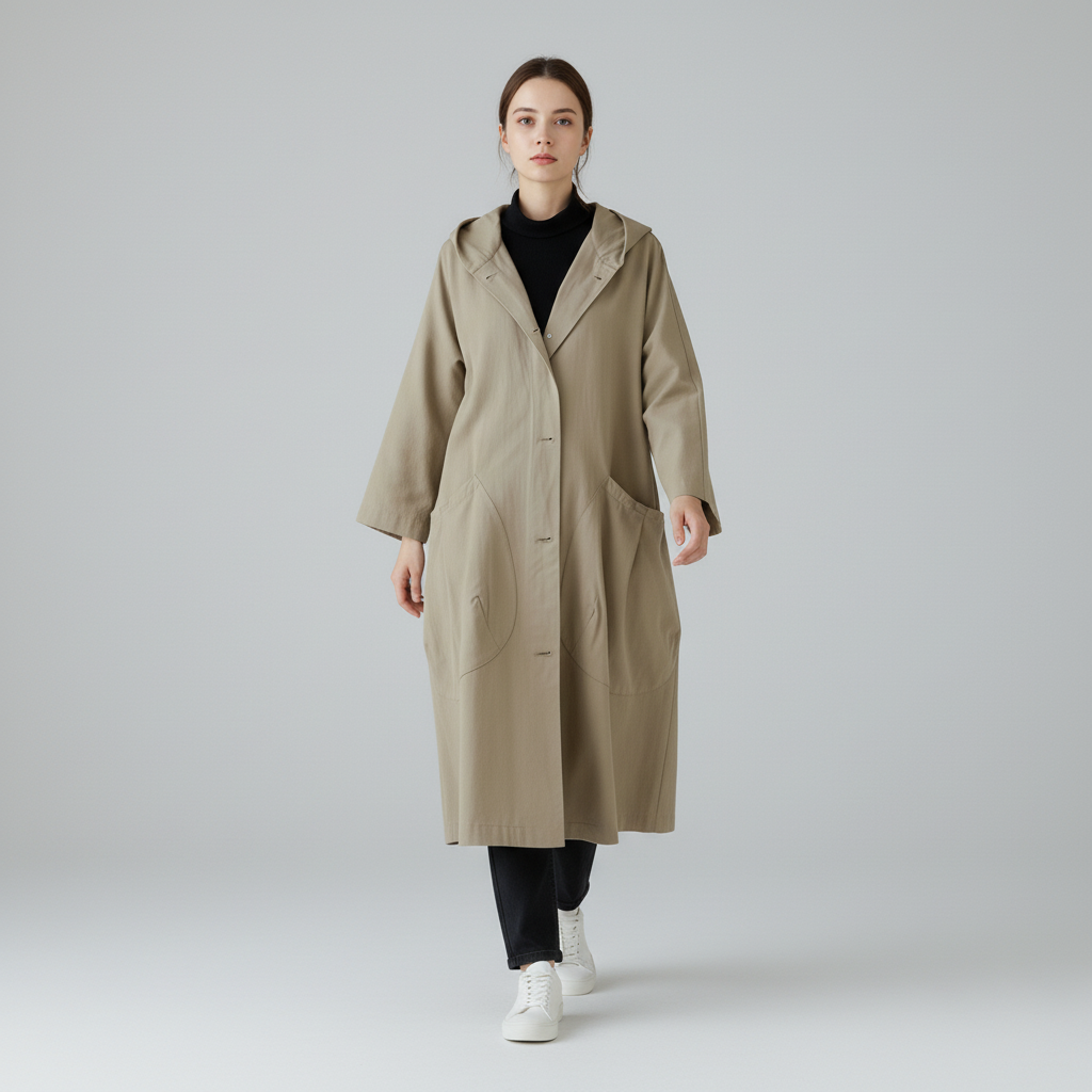 Płaszcz Damski Długi z Klasyczną Linią