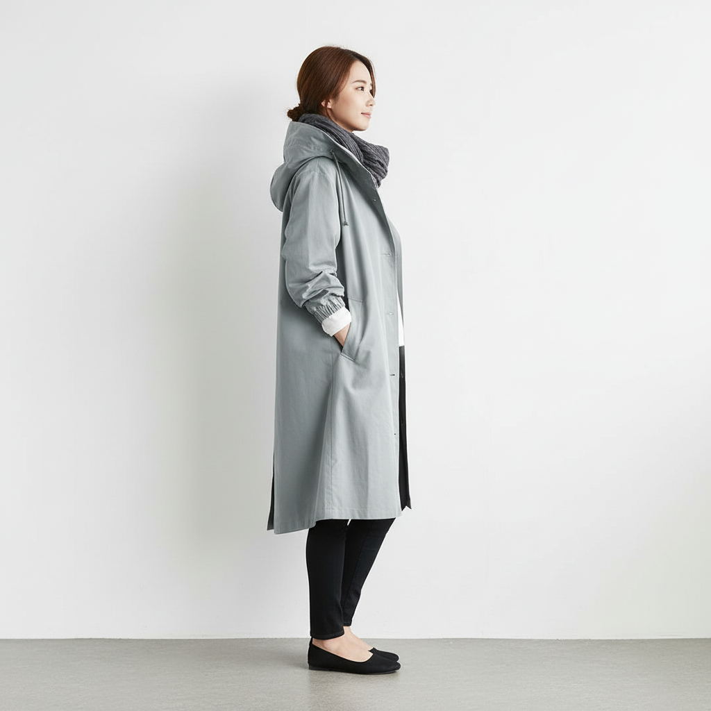 Trencz Damski z Kapturem w Klasycznej Formie