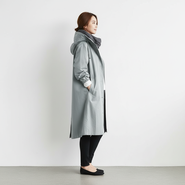 Trencz Damski z Kapturem w Klasycznej Formie