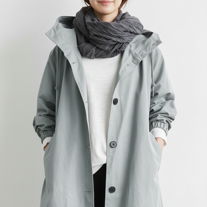 Trencz Damski z Kapturem w Klasycznej Formie