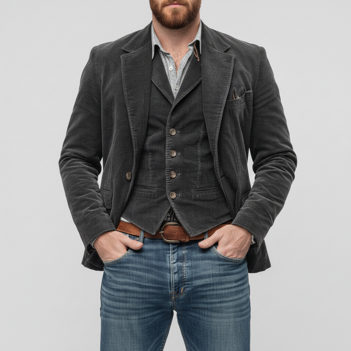 Blazer Męski z Kamizelką w Stylu Vintage