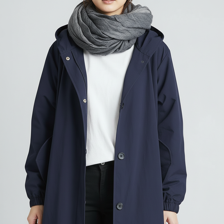 Trencz Damski z Kapturem w Klasycznej Formie