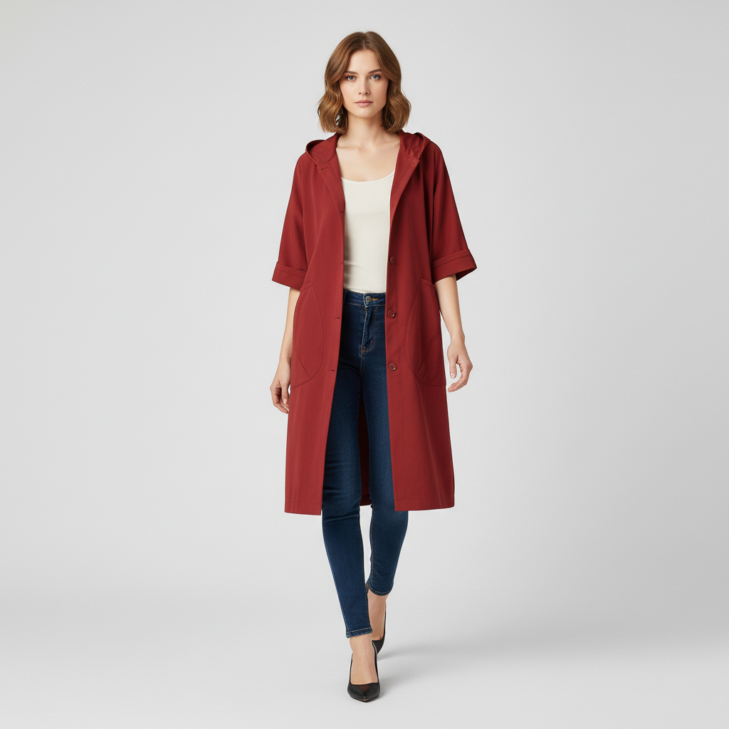 Płaszcz Damski Długi z Klasyczną Linią