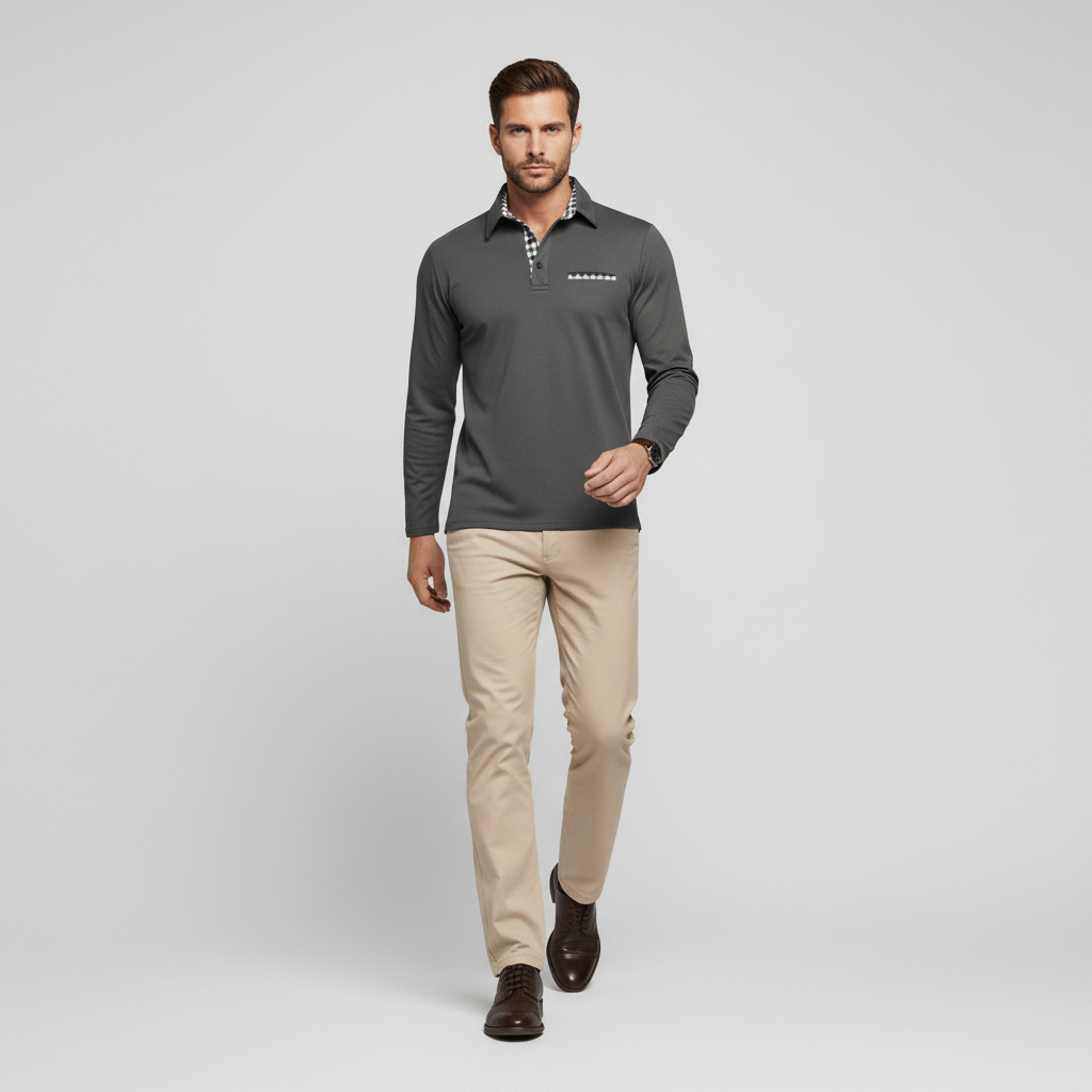 Polo Męskie Zimowe z Długim Rękawem