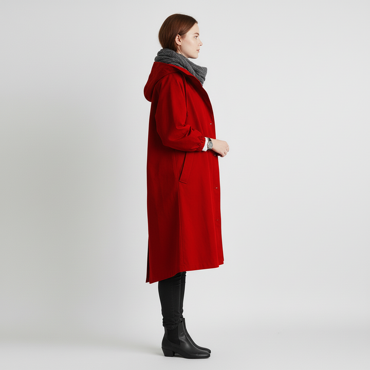 Trencz Damski z Kapturem w Klasycznej Formie