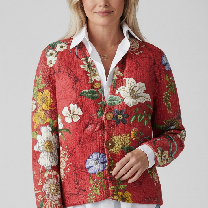 Damski Kardigan z Kwiatowym Wzorem
