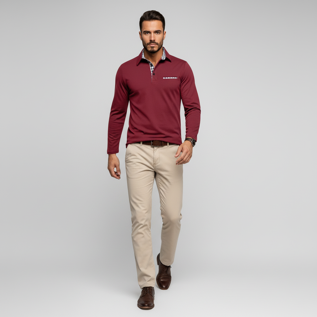 Polo Męskie Zimowe z Długim Rękawem