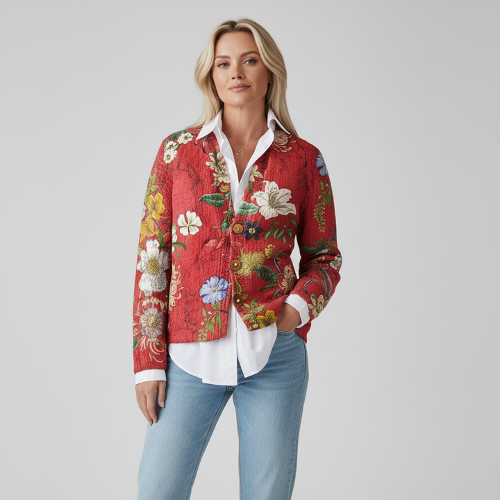 Damski Kardigan z Kwiatowym Wzorem