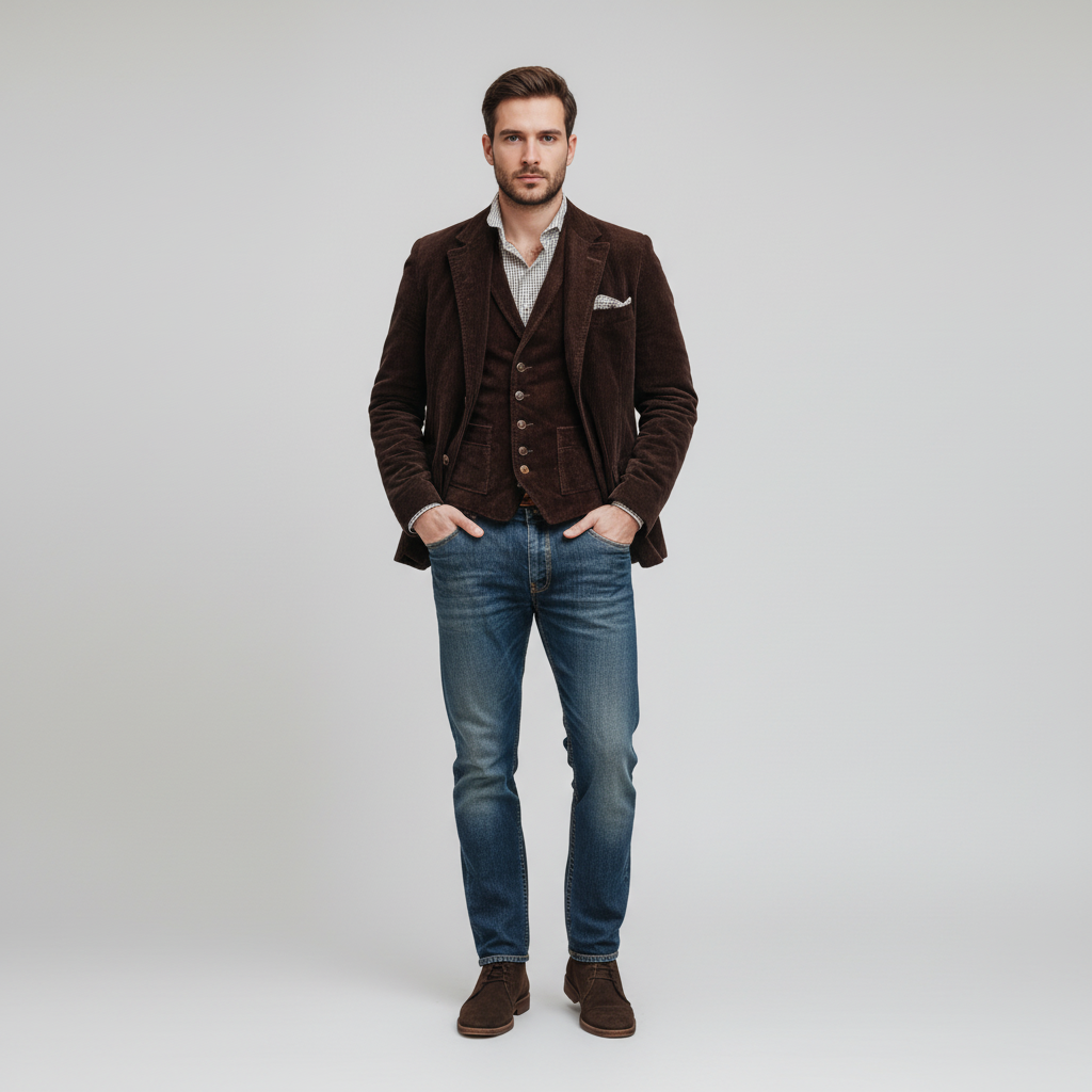 Blazer Męski z Kamizelką w Stylu Vintage