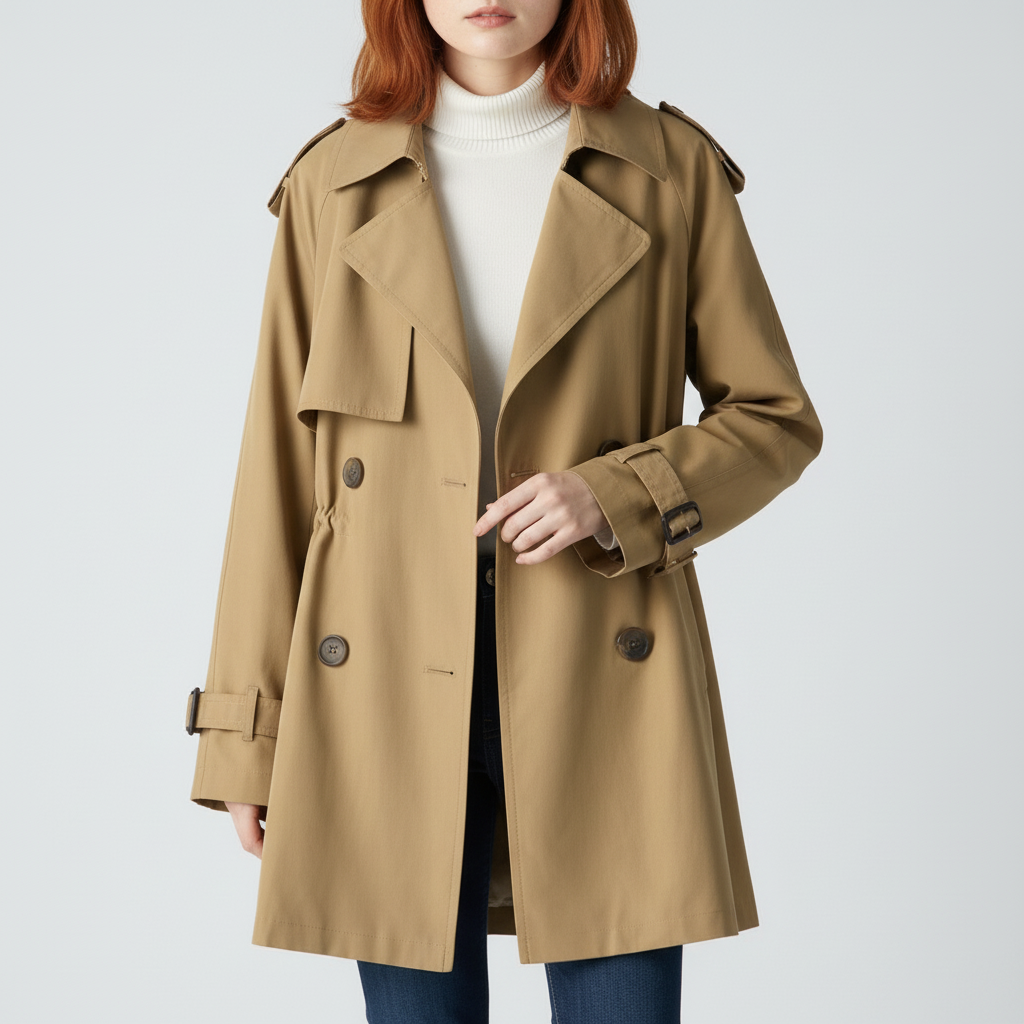 Damski Trencz Z Kołnierzem Revers