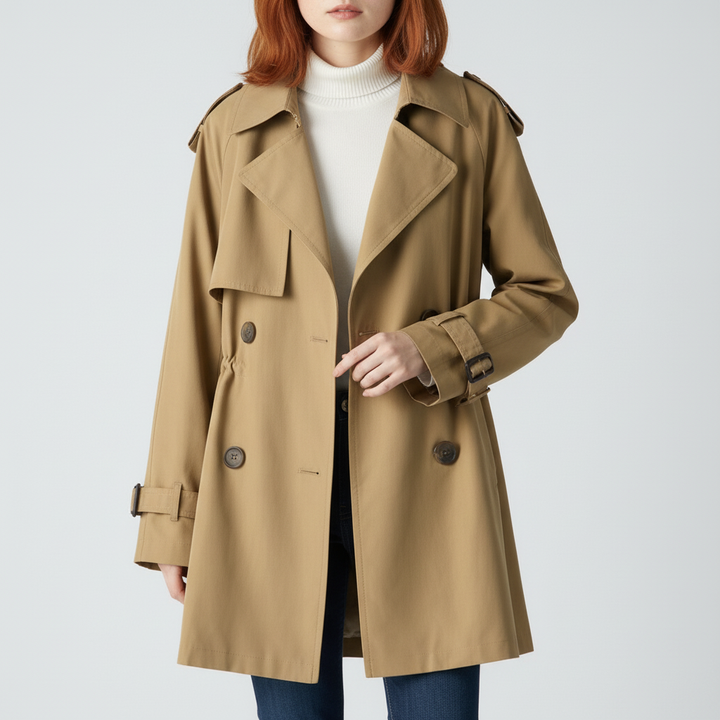 Damski Trencz Z Kołnierzem Revers