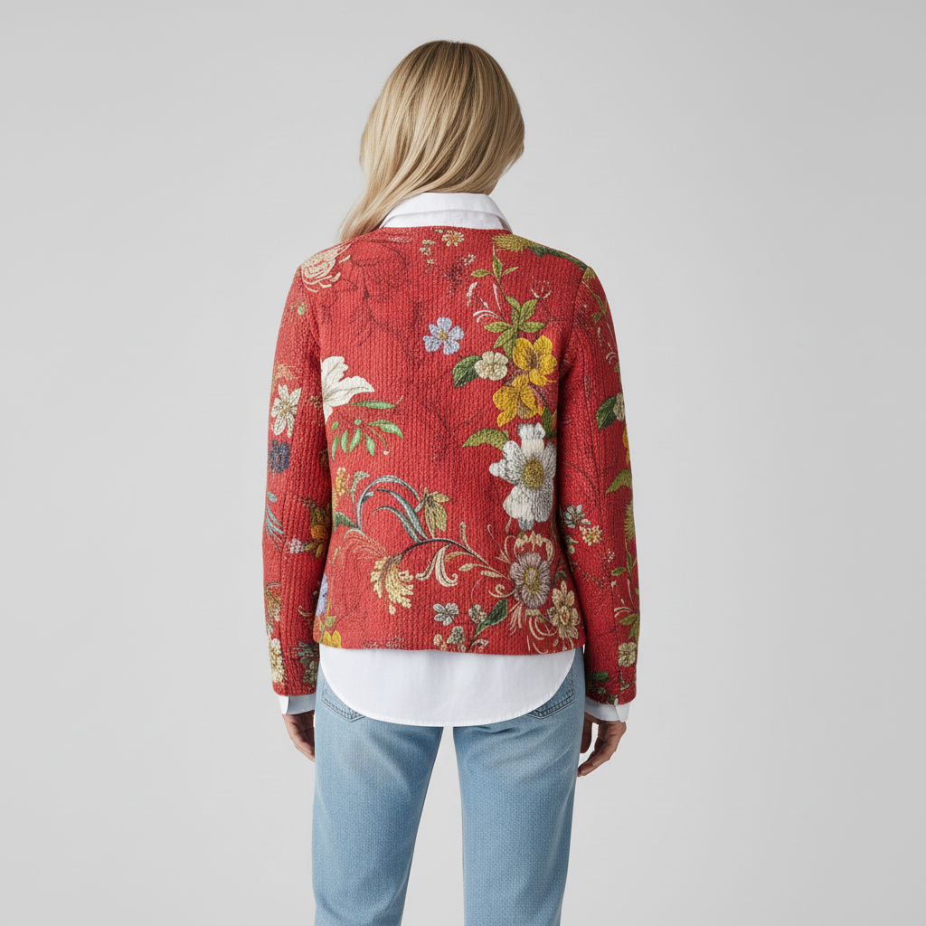 Damski Kardigan z Kwiatowym Wzorem