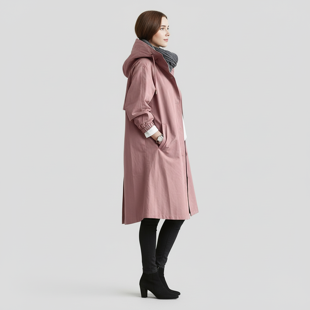 Trencz Damski z Kapturem w Klasycznej Formie