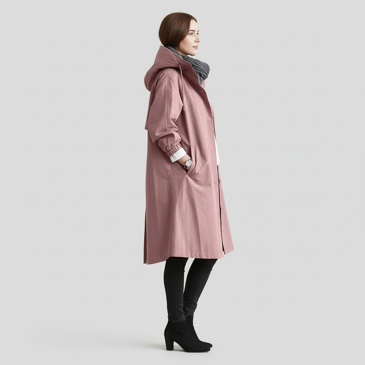 Trencz Damski z Kapturem w Klasycznej Formie