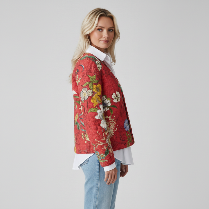 Damski Kardigan z Kwiatowym Wzorem