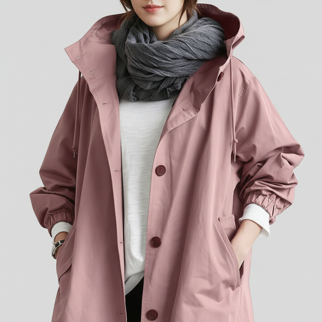 Trencz Damski z Kapturem w Klasycznej Formie