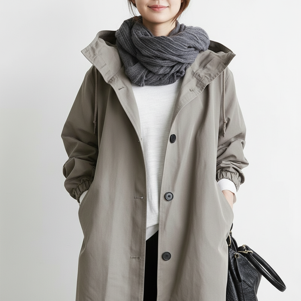 Trencz Damski z Kapturem w Klasycznej Formie