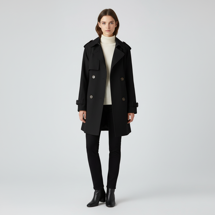 Damski Trencz Z Kołnierzem Revers