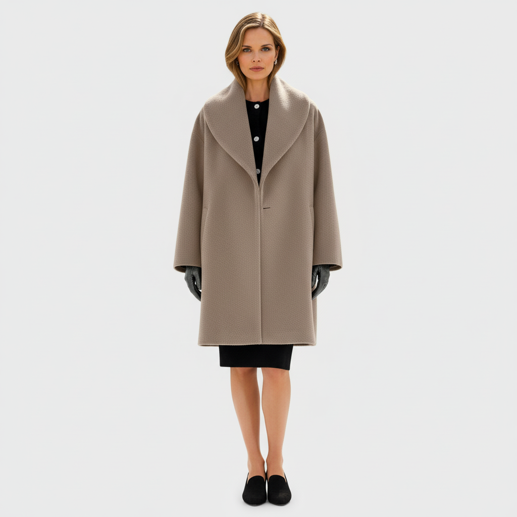 Płaszcz Damski Oversize z Szerokim Kołnierzem