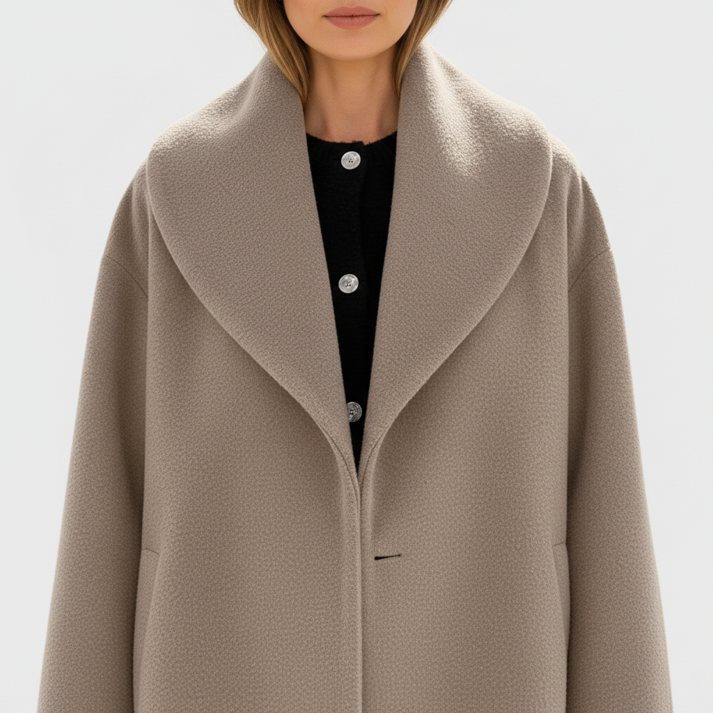 Płaszcz Damski Oversize z Szerokim Kołnierzem